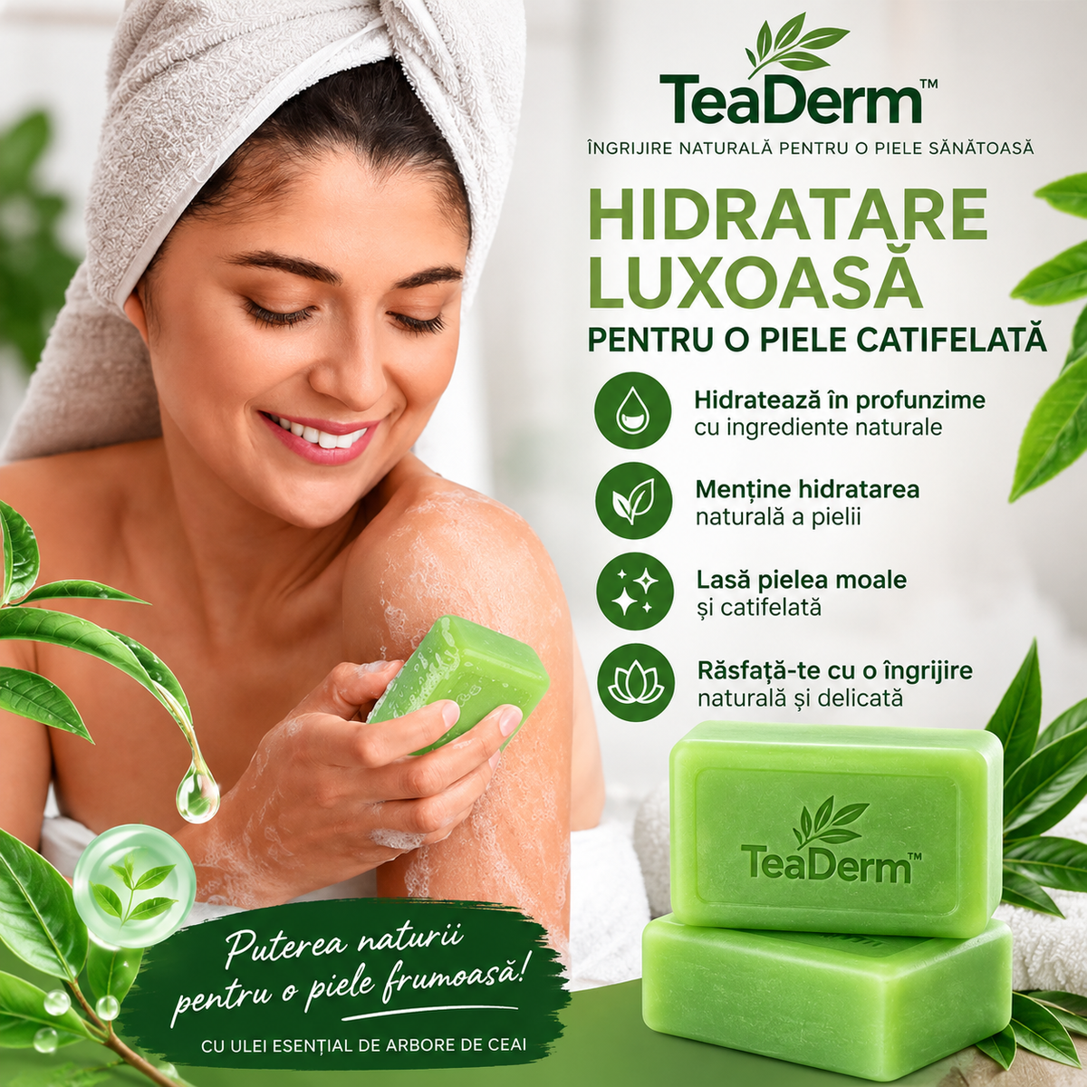 TeaDerm™ – Săpun cu Arbore de Ceai pentru Piele Problematică